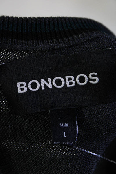 Bonobos Mens Merino Wool V Neck Long Sleeved Thin Tight Knit Sweater Gray Size L