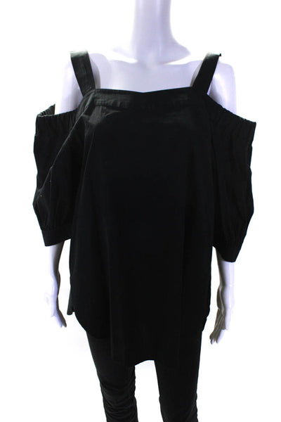 Timo Weiland Women's Off Shoulder Puff Sleeve Top Black Size 8