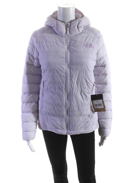 The North Face Womens Zipped Long Sleeve Hooded Puffer Jacket Pink Size S