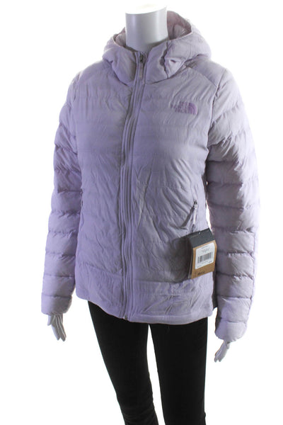 The North Face Womens Zipped Long Sleeve Hooded Puffer Jacket Pink Size S