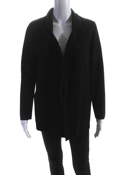 J Crew Womens Cotton Open Front Knitted Long Sleeve Cardigan Black Size XS