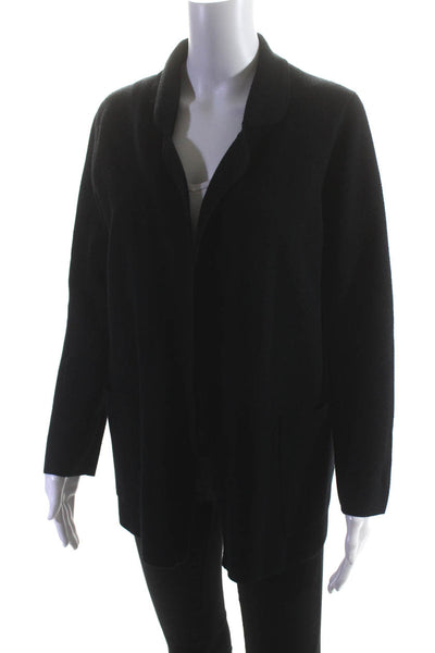 J Crew Womens Cotton Open Front Knitted Long Sleeve Cardigan Black Size XS