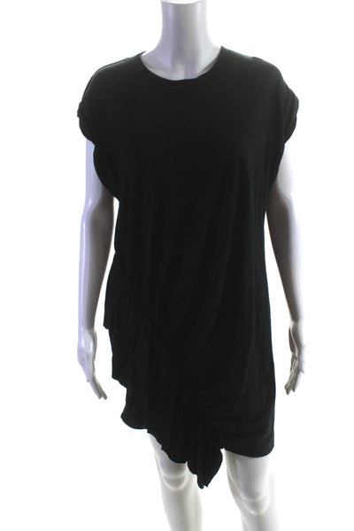 Current/Elliott Women's Sleeveless Crewneck Ruffle Shirt Dress Black Size 3
