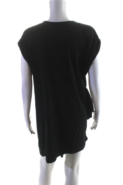 Current/Elliott Women's Sleeveless Crewneck Ruffle Shirt Dress Black Size 3