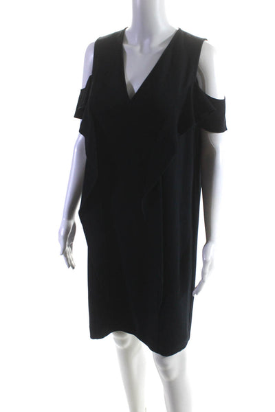 Elie Tahari Women's Cold Shoulder Mid Length Shift Dress Navy Size 10