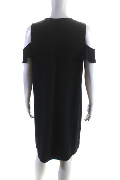 Elie Tahari Women's Cold Shoulder Mid Length Shift Dress Navy Size 10