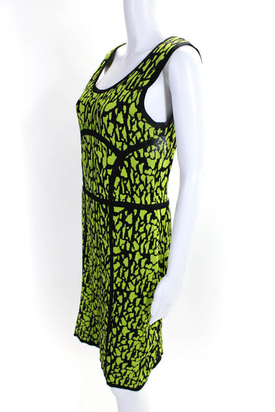 Carmen Carmen Marc Valvo Womens Green Printed Scoop Neck Bodycon Dress Size L