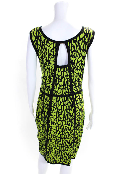 Carmen Carmen Marc Valvo Womens Green Printed Scoop Neck Bodycon Dress Size L