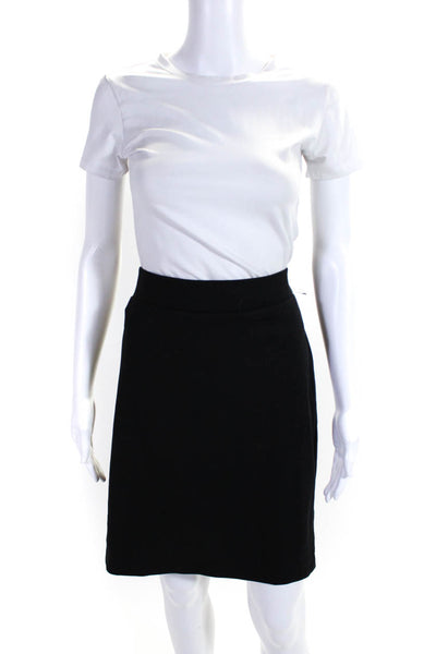 Nicole Miller Womens Solid Black Stretch Knee Length Pencil Skirt Size L