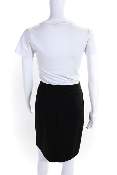 Nicole Miller Womens Solid Black Stretch Knee Length Pencil Skirt Size L