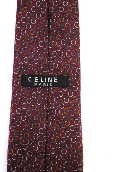 Celine Mens Marron Silk Graphic Print Tie