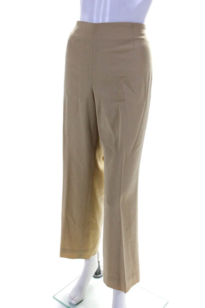 Dana Buchman Womens Straight Leg Creased Dress Trousers Beige Wool Size 12