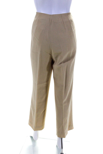 Dana Buchman Womens Straight Leg Creased Dress Trousers Beige Wool Size 12