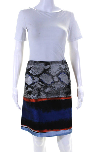 Elie Tahari Womens Snakeskin  Abstract Print A Line Skirt Multi Colored Size 10