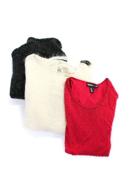 Zara DKNY Womens Mohair Sweaters Tank Top White Size Large Medium Lot 3