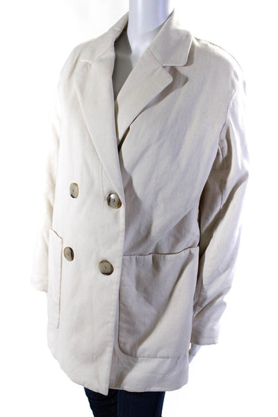 Madewell Womens White Cotton Double Breasted Long Sleeve Coat Size M