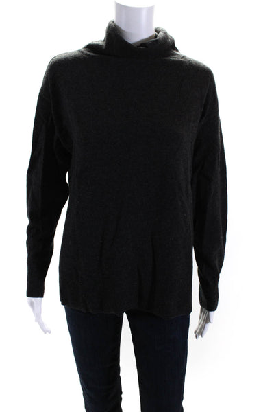 Autumn Cashmere Womens Knit Turtleneck Long Sleeve Sweater Top Gray Size S