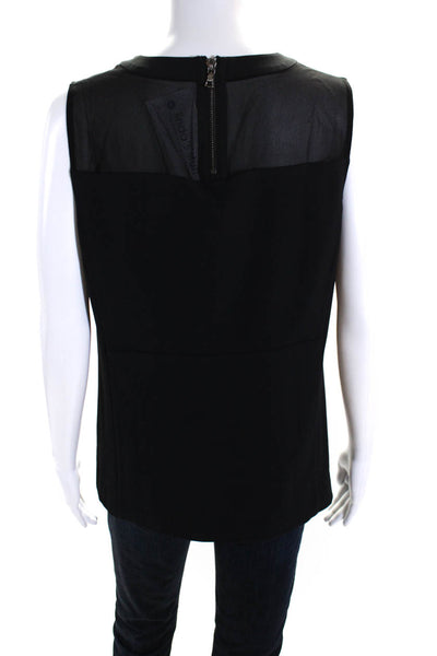 J Brand Womens Crepe Sleeveless Zip Up Crew Neck Blouse Top Black Size L