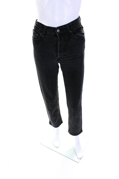 Reformation Womens Cotton Denim High-Rise Erie Straight Leg Jeans Black Size 24