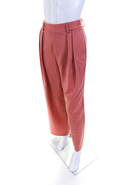 Alice + Olivia Womens Wool Pleated Front Wide Leg Dress Trousers Pink Size 0