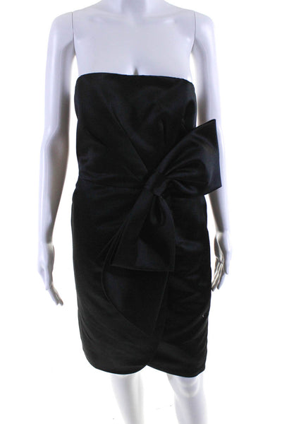 Milly Womens Darted Back Zipped Bow Tied Sleeveless Midi Dress Black Size 8