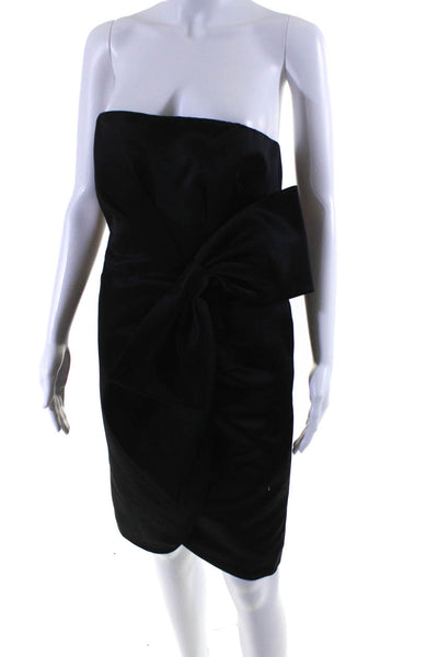 Milly Womens Darted Back Zipped Bow Tied Sleeveless Midi Dress Black Size 8