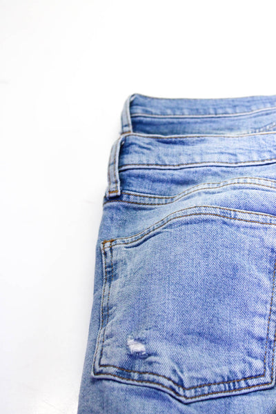 Zara Womens Blue Distress High Rise Slim Straight Leg Denim Jeans Size 2 Lot 2