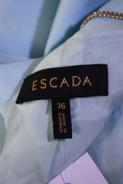 Escada Women's Half Sleeve Open Front Long Jacket Blue Size 36