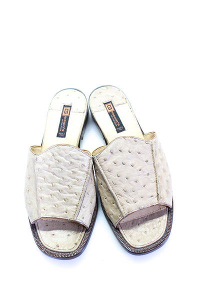 Giorgios of Palm Beach Women's Low Heel Ostrich Skin Sandals Beige Size 6