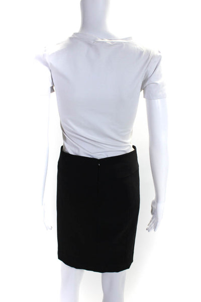 Elie Tahari Womens Black Wool Side Zipper Knee Length Pencil Skirt Size M