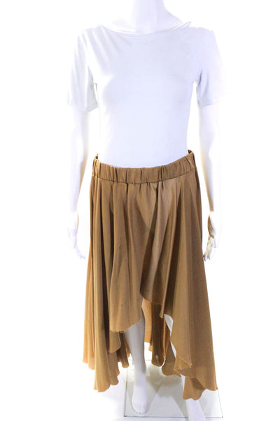Enza Costa Womens A Line Asymmetrical Maxi Skirt Brown Size Medium