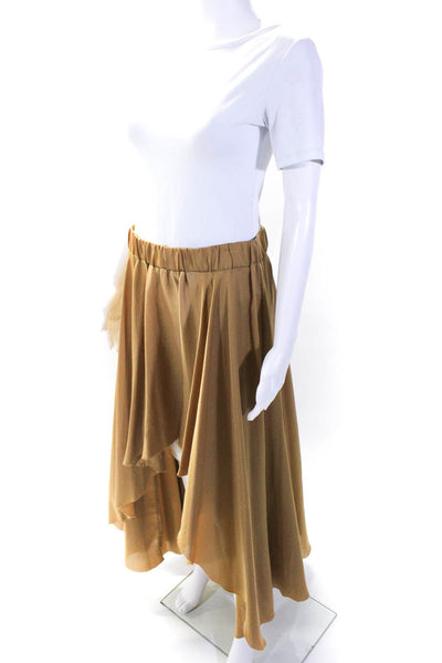 Enza Costa Womens A Line Asymmetrical Maxi Skirt Brown Size Medium