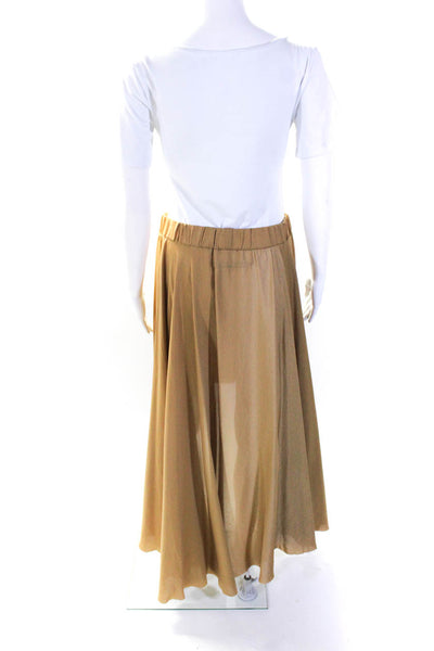 Enza Costa Womens A Line Asymmetrical Maxi Skirt Brown Size Medium