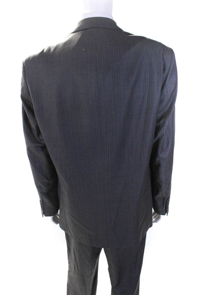 Gianni Valente Mens Wool Pinstripe Two button Blazer Pantsuit Gray Size 46