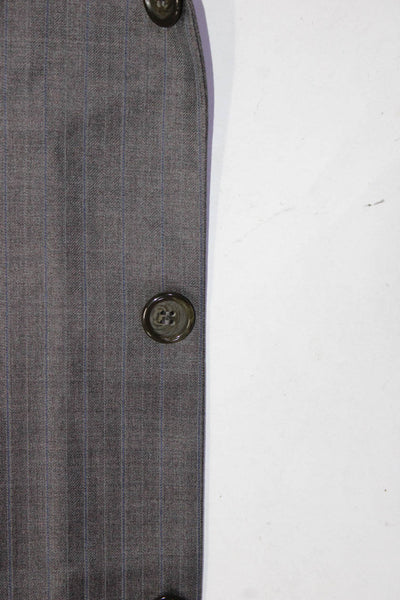 Gianni Valente Mens Wool Pinstripe Two button Blazer Pantsuit Gray Size 46