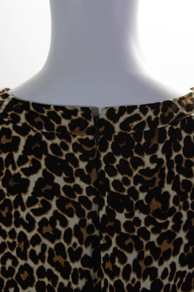 J Crew Womens Animal Print Back Zipped Long Sleeve Midi Dress Brown Size 2