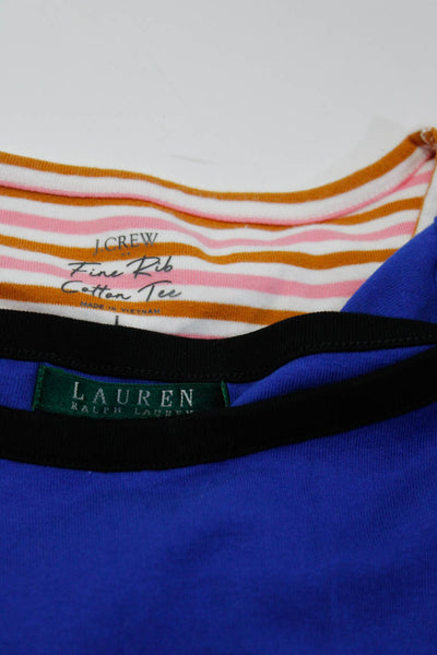 Lauren Ralph Lauren J Crew Womens Cotton Striped Tops Blue Size L XL Lot 2