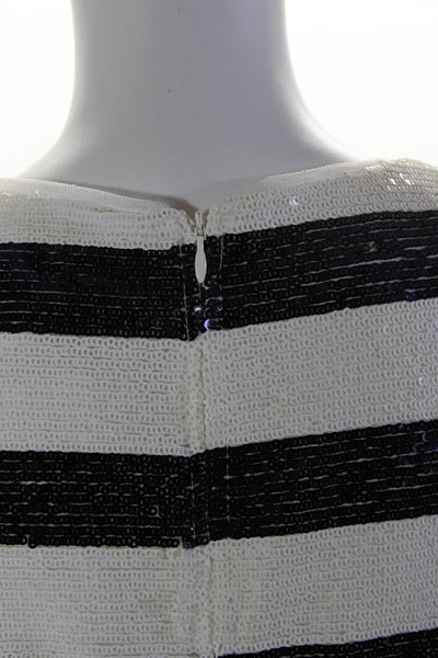 Aiden Women's Round Neck Short Sleeves Sequin Stripe Shift Mini Dress Size 10