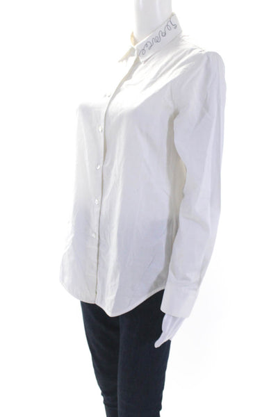 Equipment Femme Women's Collar Long Sleeves Button Down White Shirt Size S