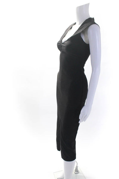Jigsaw Women's Zip Front V Neck Sleeveless Mini Dress Black Size 1