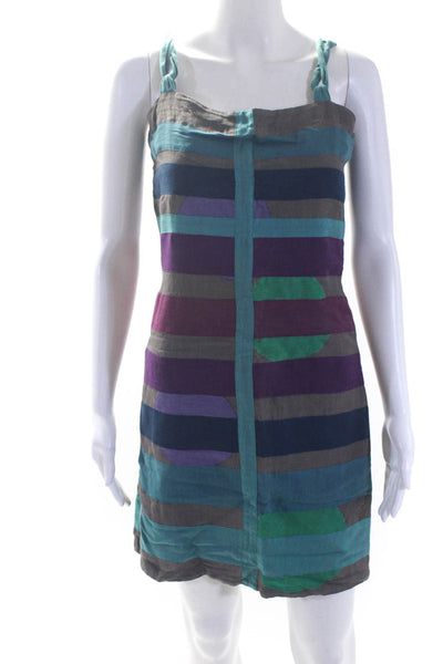 Roberta Freymann Women's Sleeveless Striped Mini Dress Multicolor Size XS