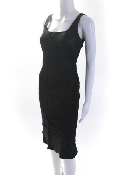 Jigsaw Women's Scoop Neck Mid Length Satin Dress Black Size 1