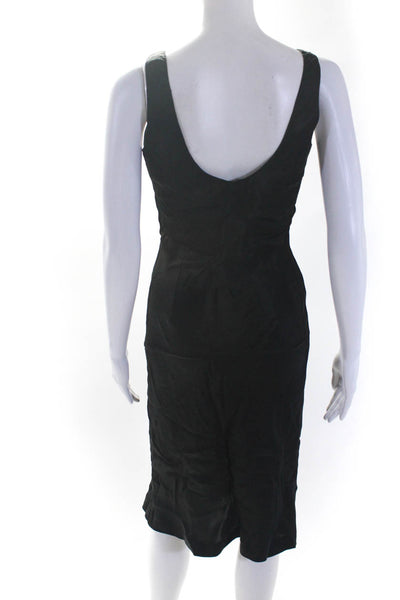 Jigsaw Women's Scoop Neck Mid Length Satin Dress Black Size 1