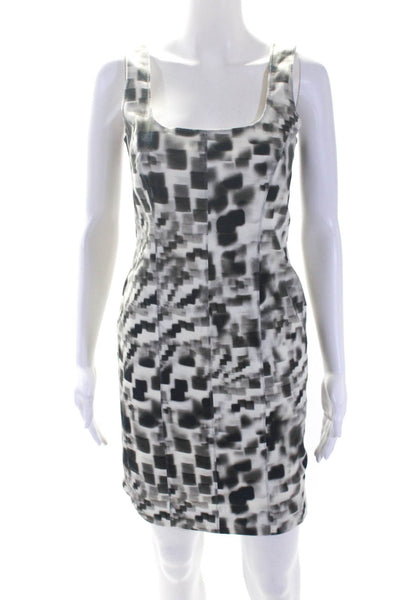 Nicole Miller Womens Cotton Abstract Print Sleeveless Mini Dress Beige Size 4