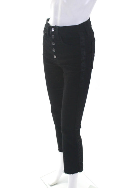 Veronica Beard Womens Cotton Blend Button Fly Mid-Rise Flare Jeans Black Size 26