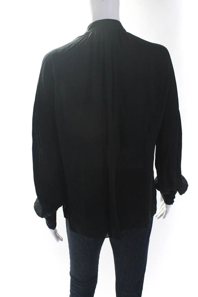 3.1 Phillip Lim Womens Silk Beaded Long Sleeve Button Up Blouse Top Black Size 4