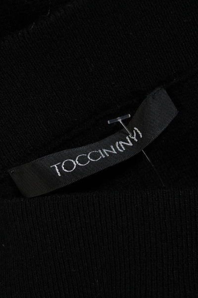 Toccin Womens Wool Tight-Knit Unlined Split Hem Midi Straight Skirt Black Size S