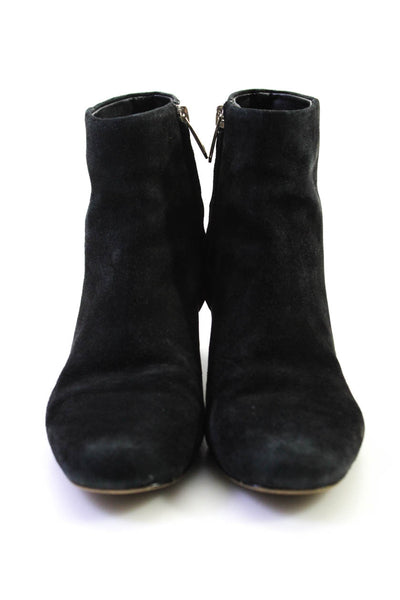 Sam Edelman Womens Black Suede Zip Block Heels Ankle Boots Shoes Size 7