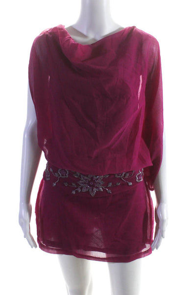 Antik Batik Women's Sleeveless Embellished Open Back Mini Dress Purple Size S