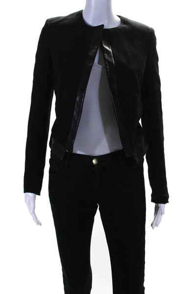 Derek Lam Women's Fully Lined Open Front Lightweight Jacket Black Size 4